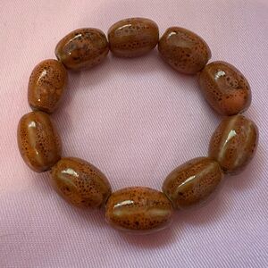 New Orange Brown Beaded Stretchy Bracelet